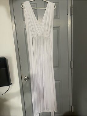 Fashion Nova White Plunging V-Neck Maxi Dress
